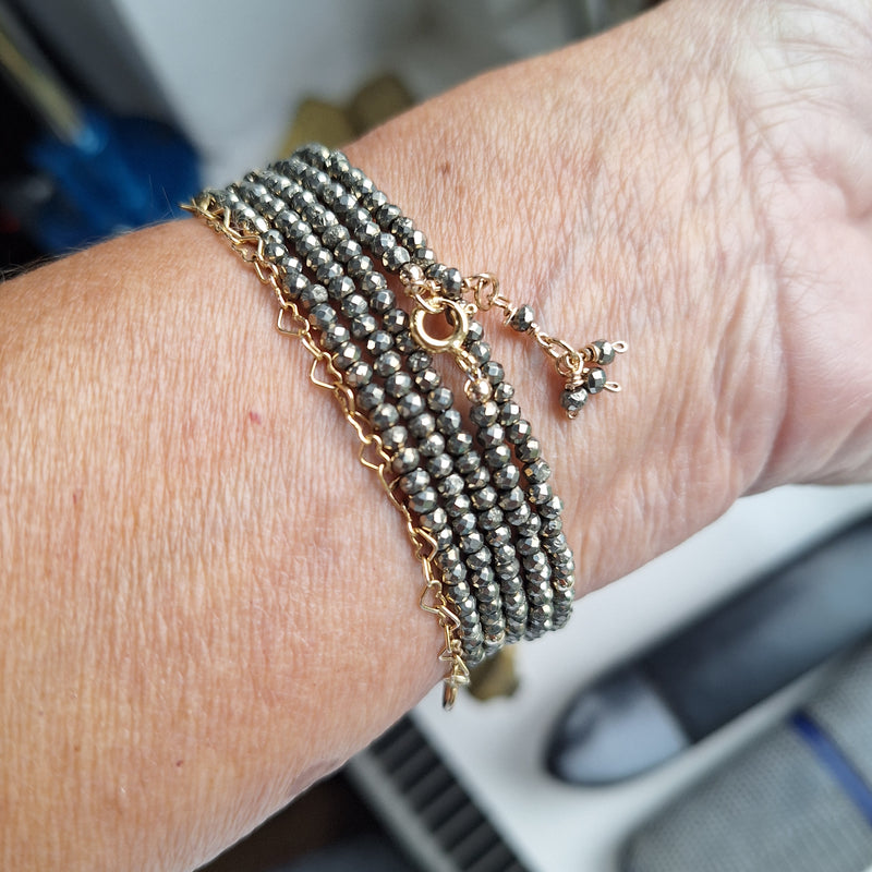 Wrap around ketting/armband van pyriet