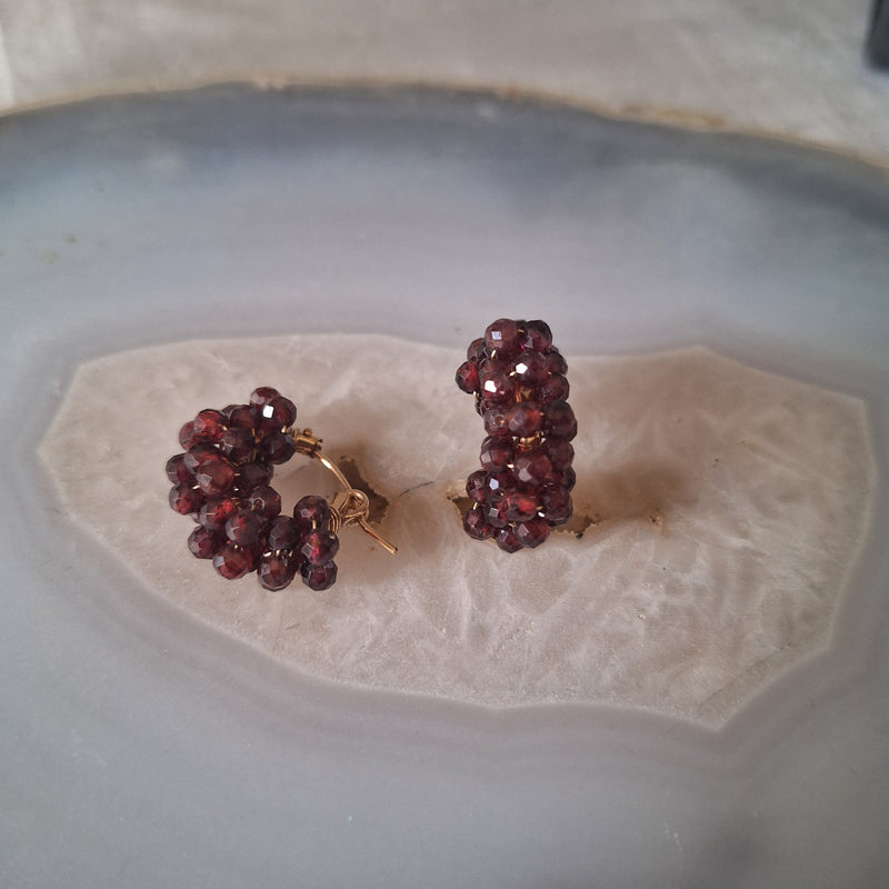 Oorbel creool granaat