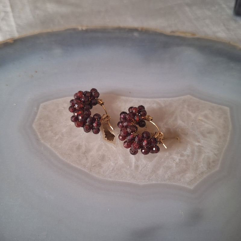 Oorbel creool granaat