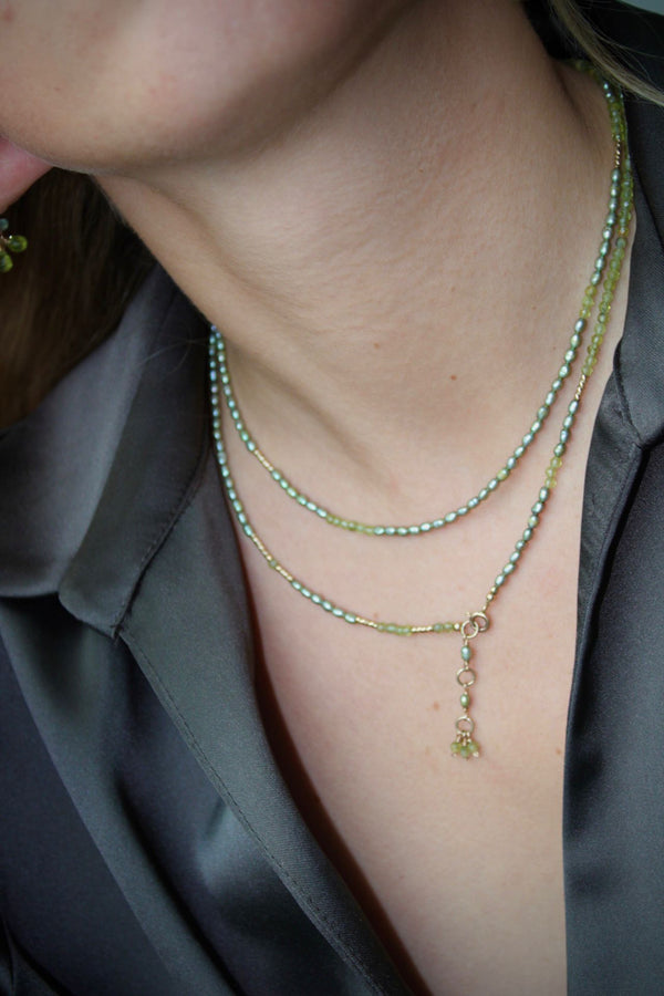 Wrap around armband/ketting peridot