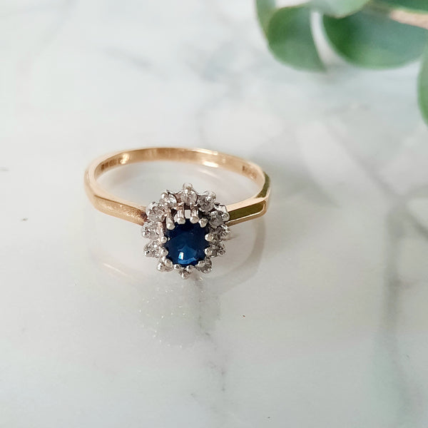 Ring saffier / diamant
