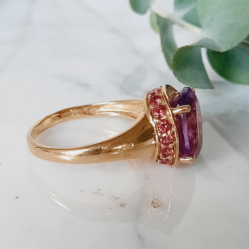 Ring amethist / granaat