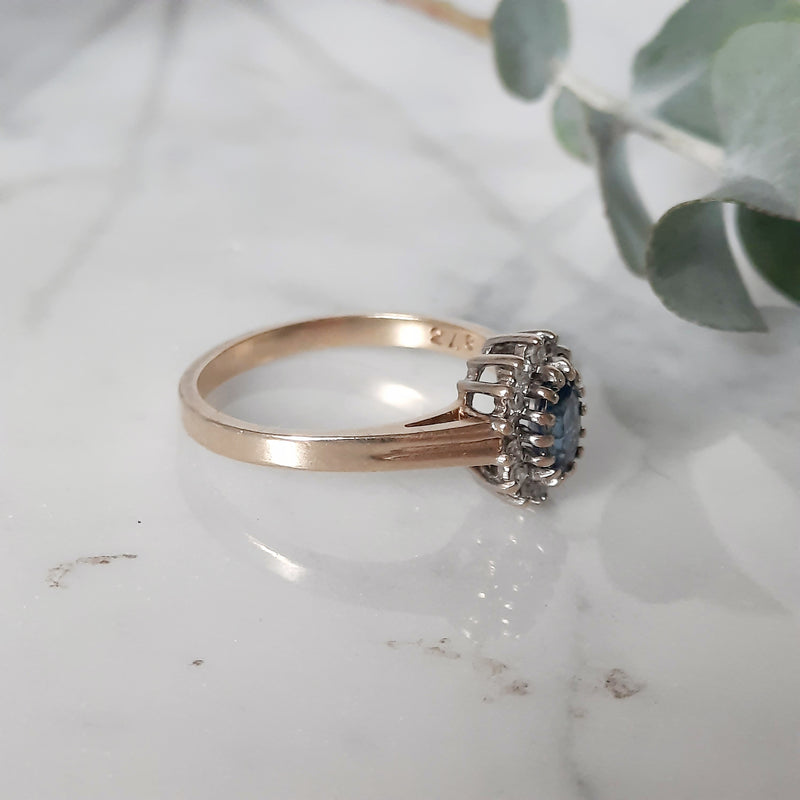 Ring saffier / diamant
